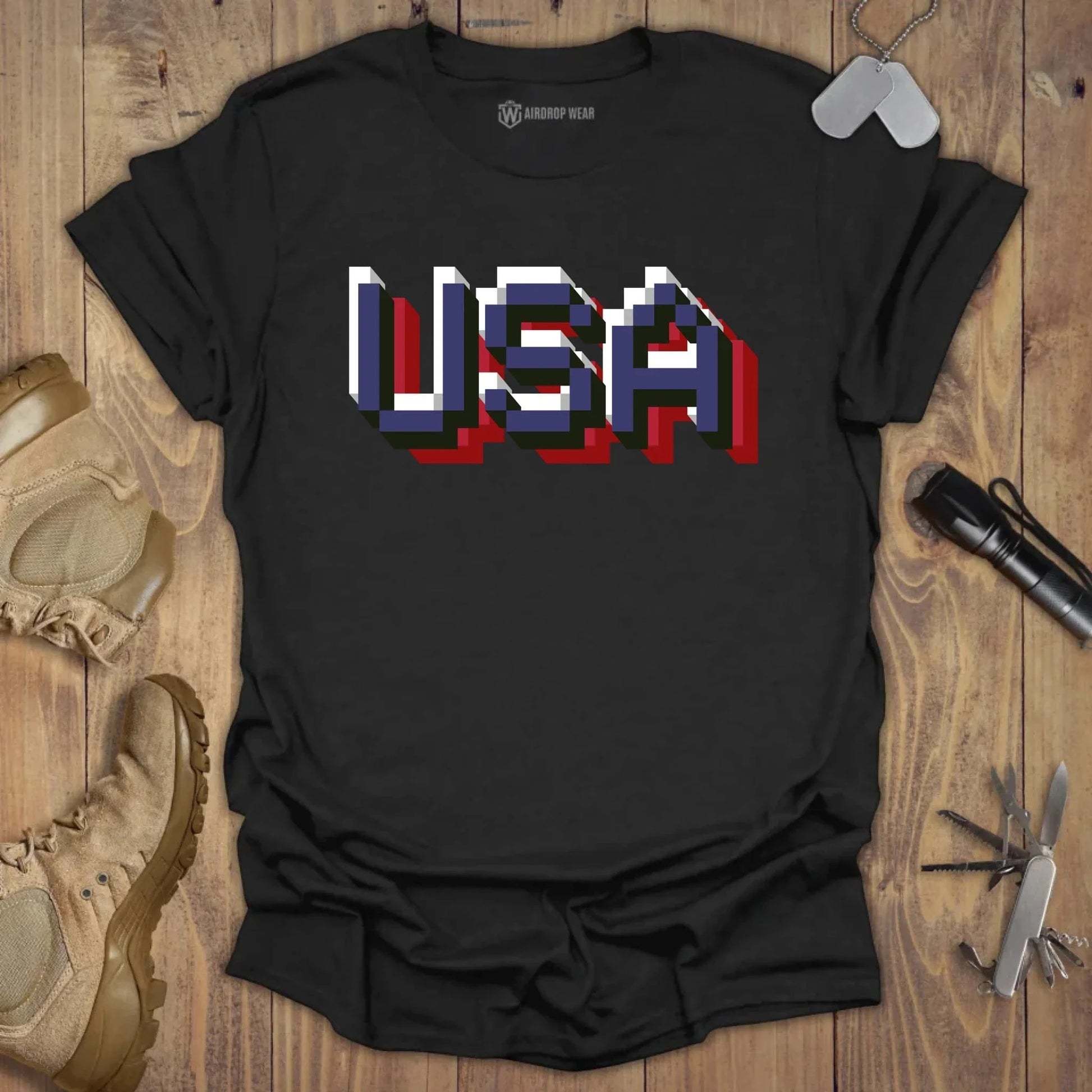 Pixel USA T-shirt Black
