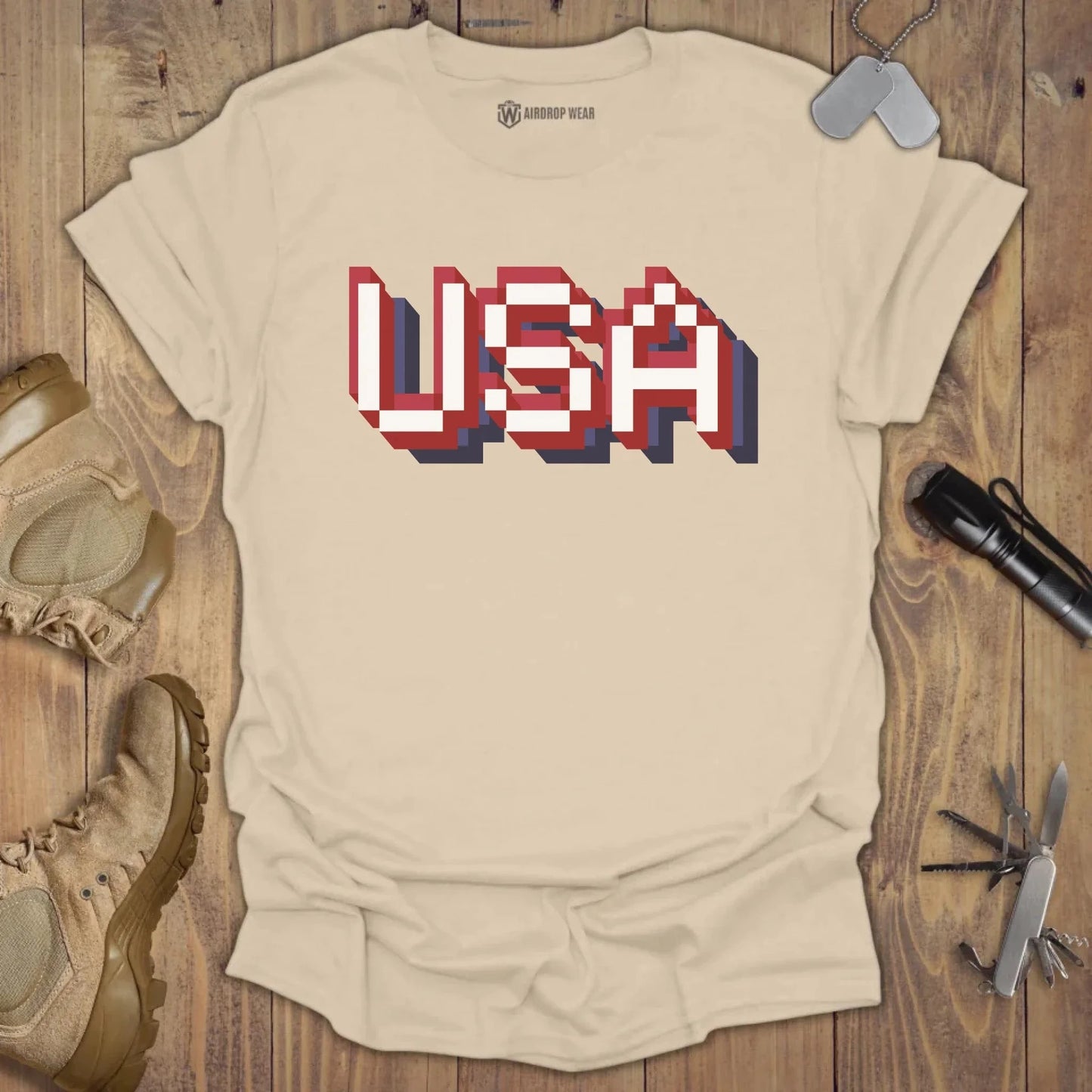 Pixel USA T-shirt Sand