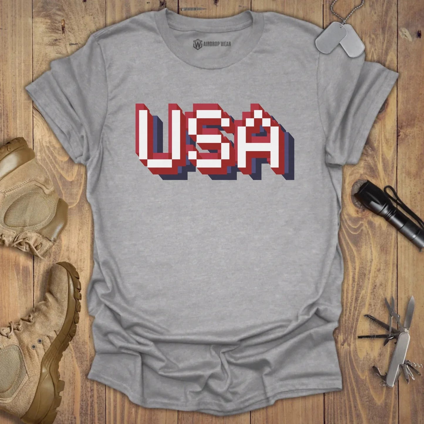 Pixel USA T-shirt Sport Grey