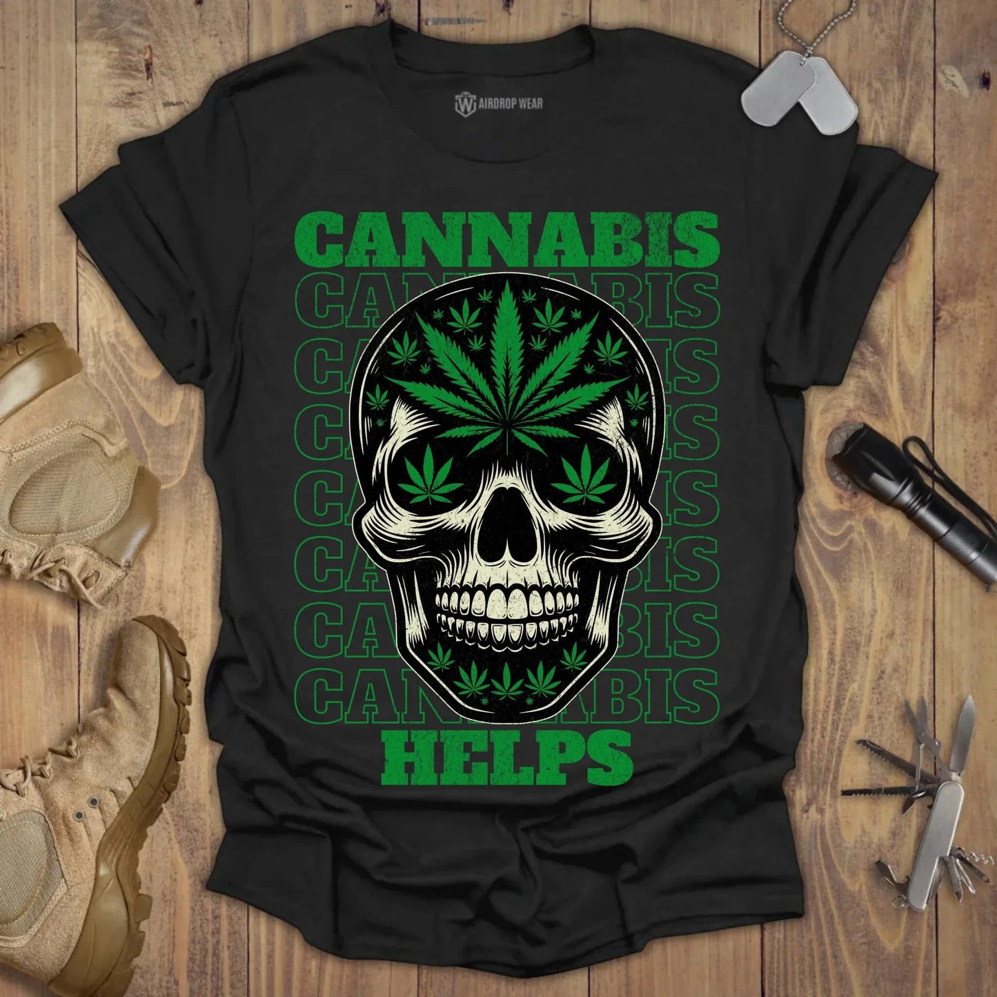 Cannabis Helps T-shirt Black