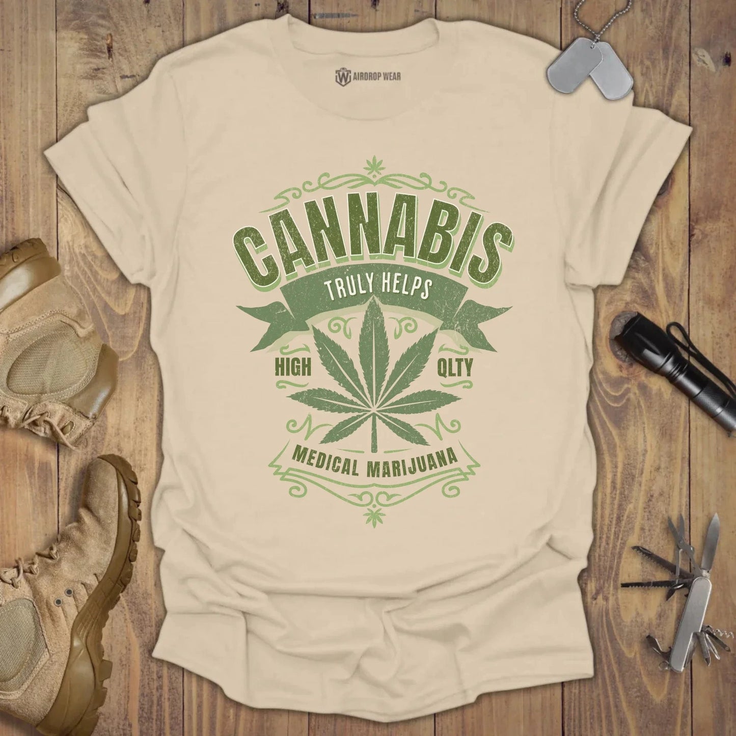 Cannabis Truly Helps T-shirt Sand