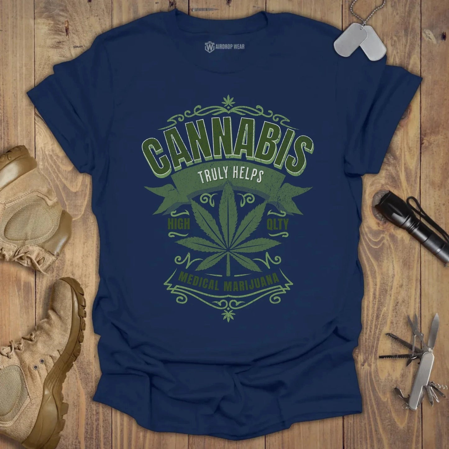 Cannabis Truly Helps T-shirt Navy