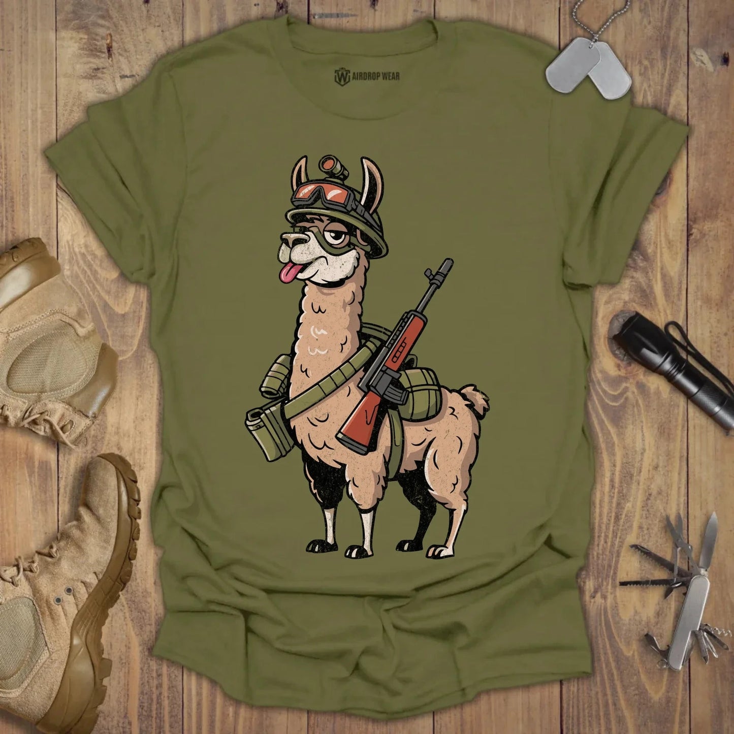 Tactical Llama T-shirt Military Green