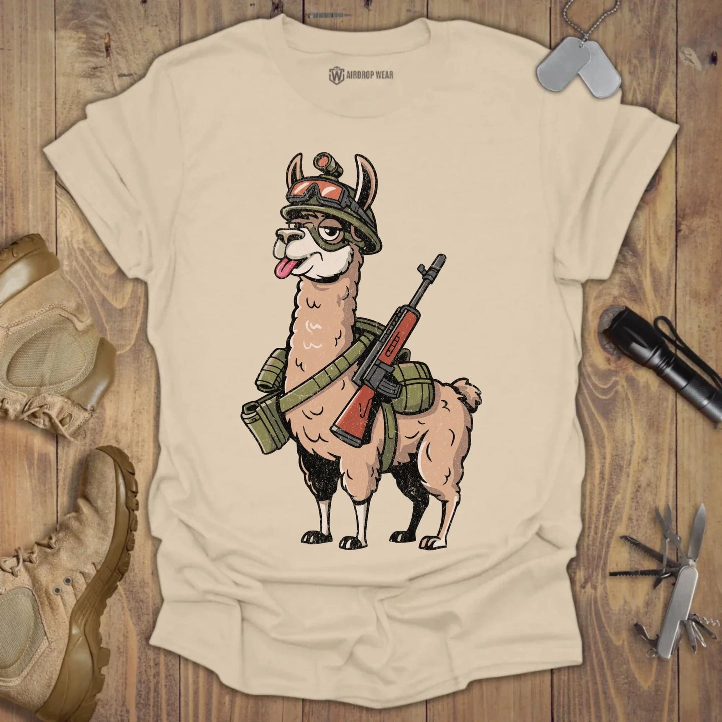 Tactical Llama T-shirt Sand
