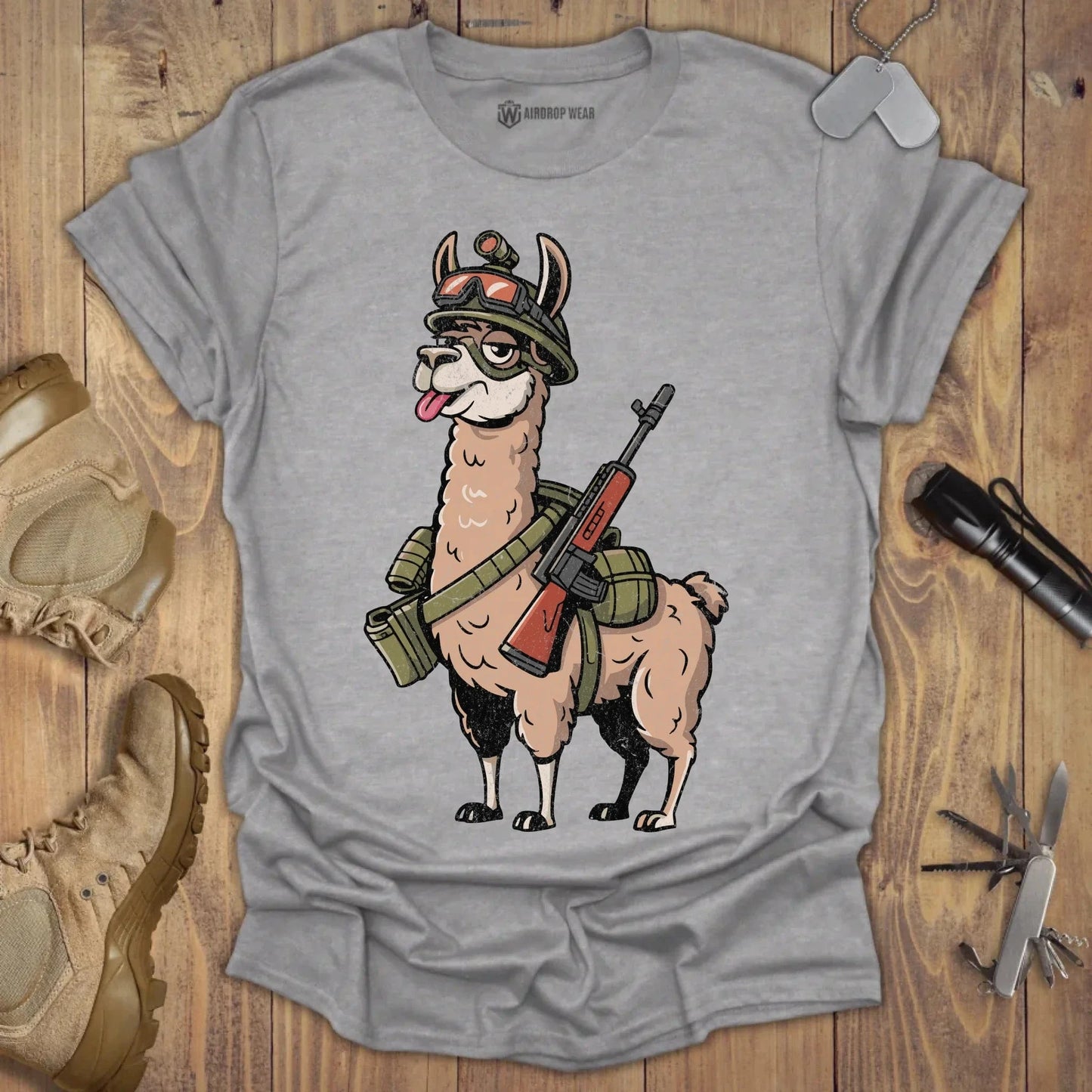 Tactical Llama T-shirt Sport Grey