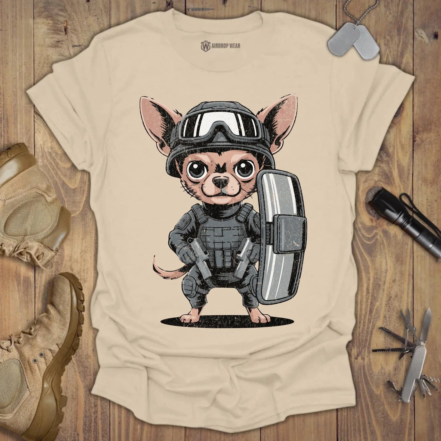 Close Quarter Combat Chihuahua T-shirt Sand