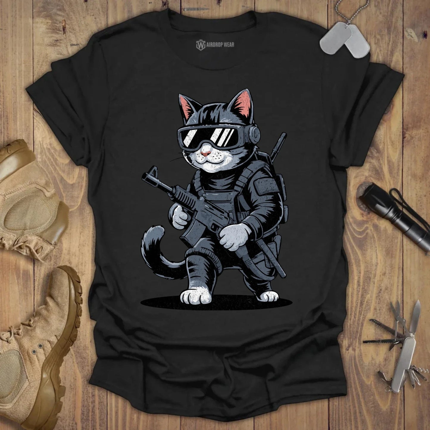 SpecOps Cat T-shirt Black
