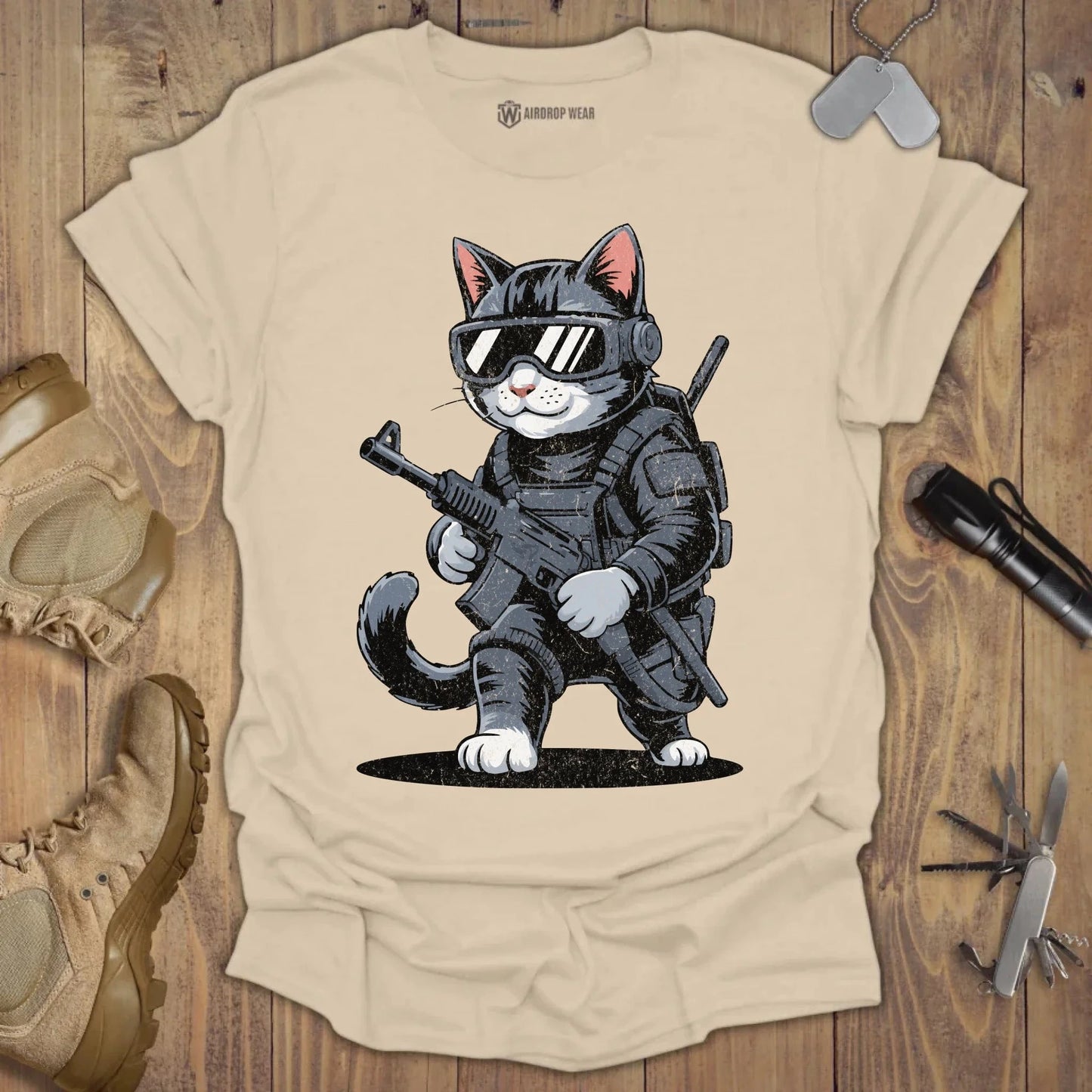 SpecOps Cat T-shirt Sand