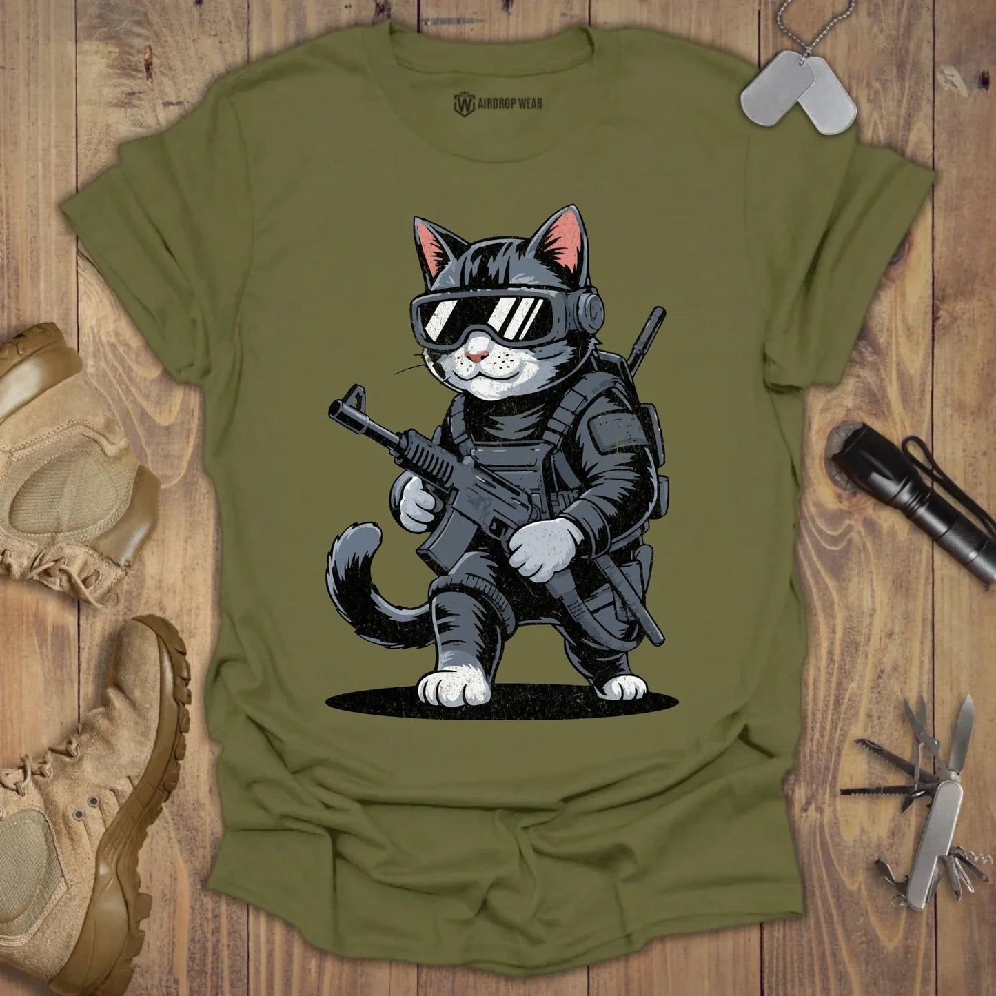 SpecOps Cat T-shirt Military Green