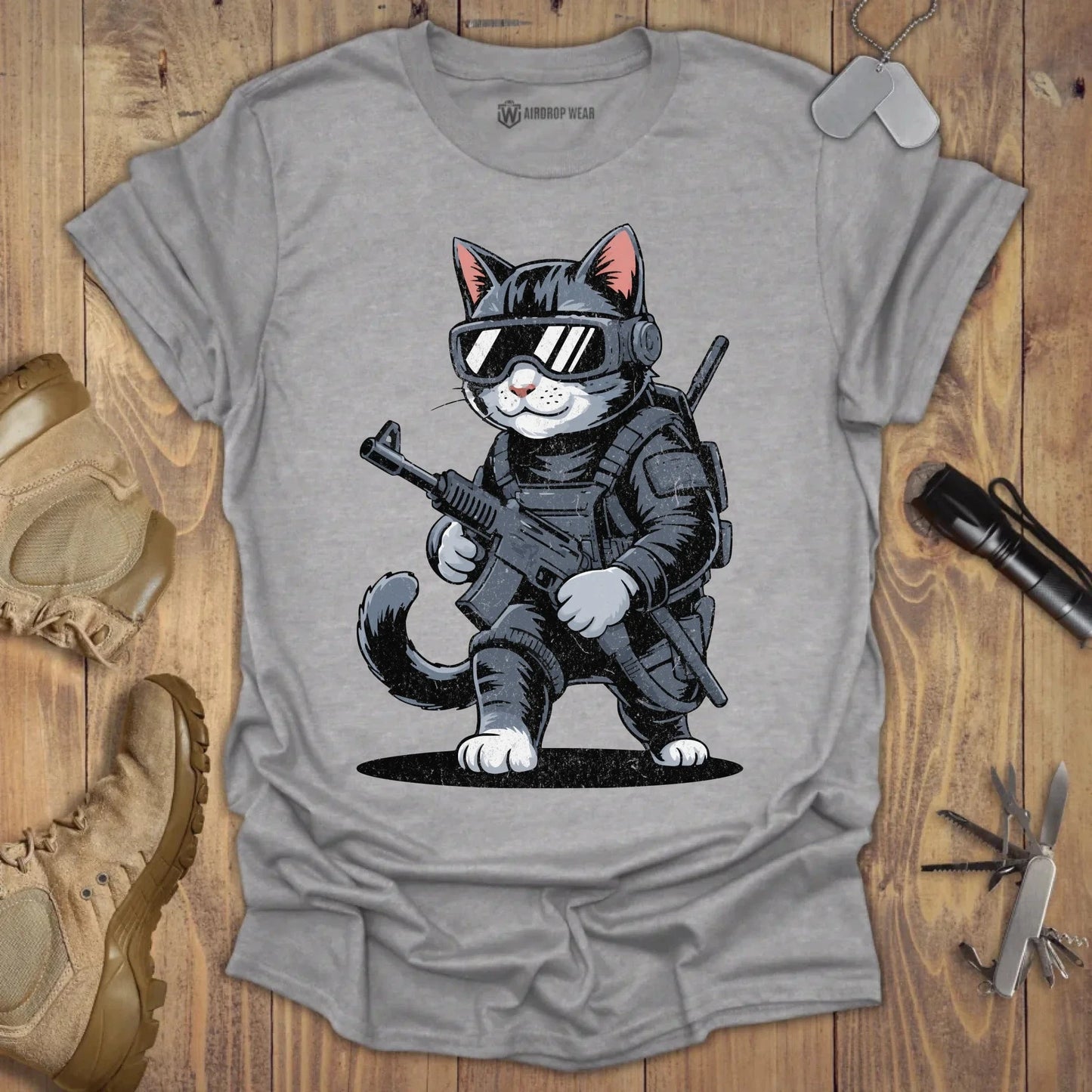 SpecOps Cat T-shirt Sport Grey