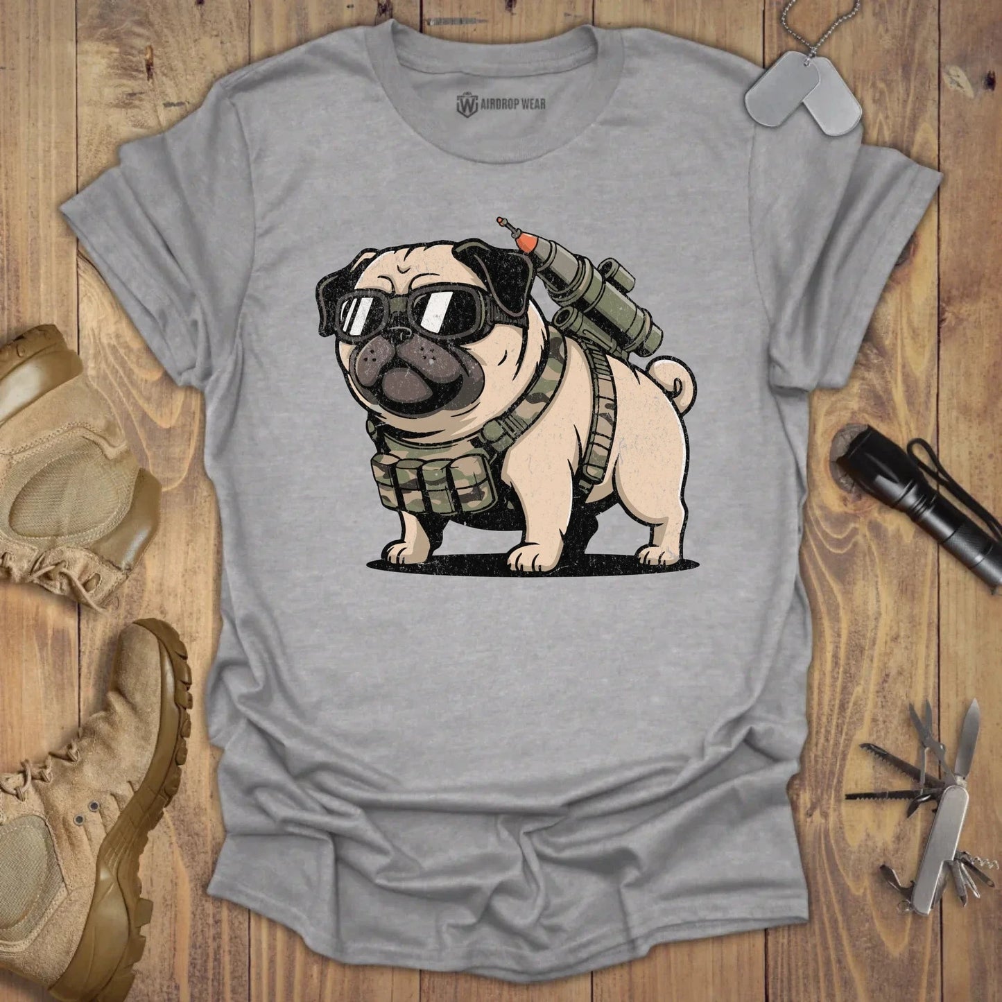 Battle Pug T-shirt Sport Grey