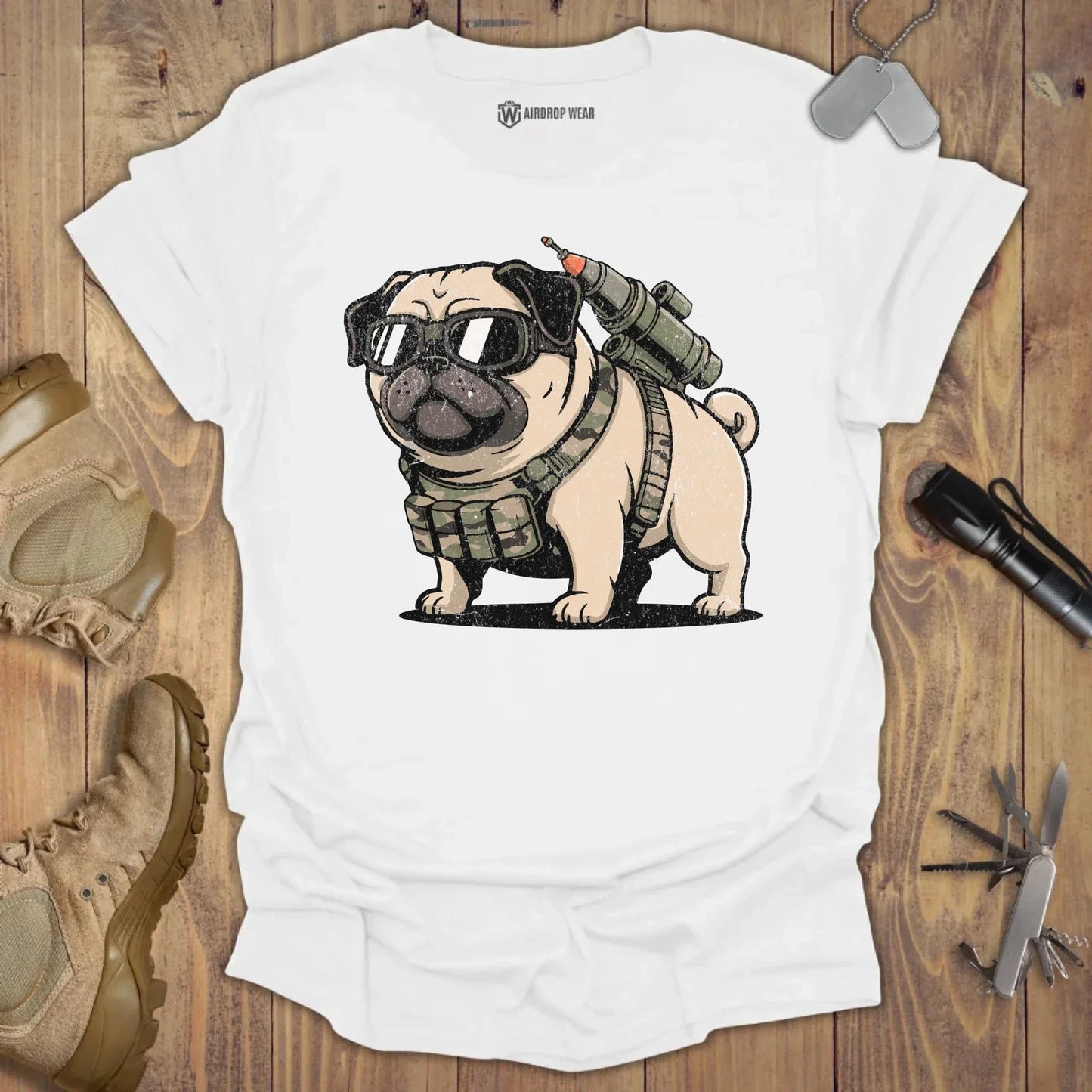 Battle Pug T-shirt White