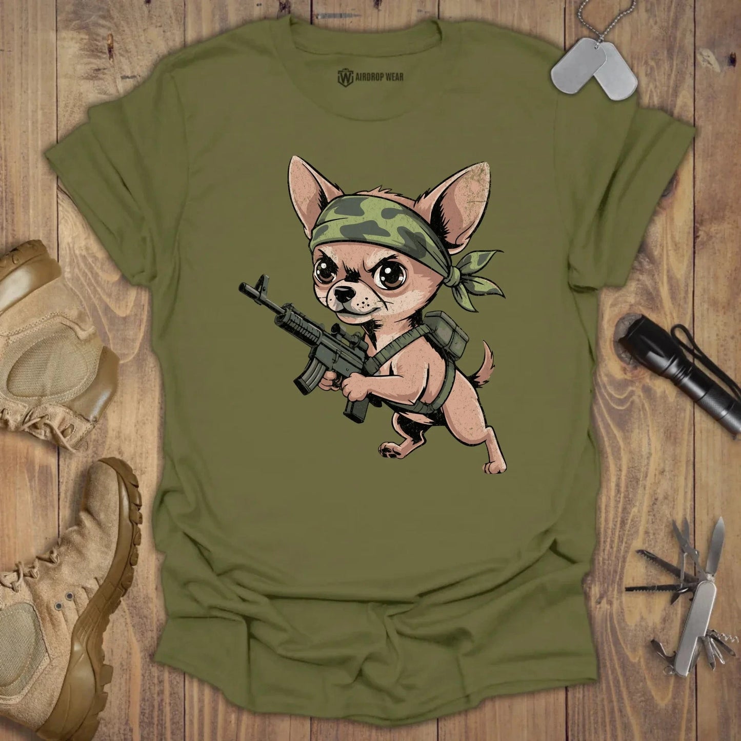 Tactical Chihuahua T-shirt Military Green