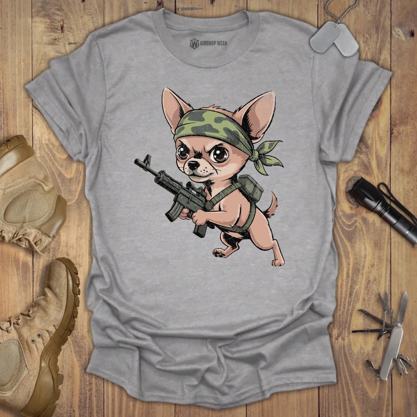 Tactical Chihuahua T-shirt Sport Grey