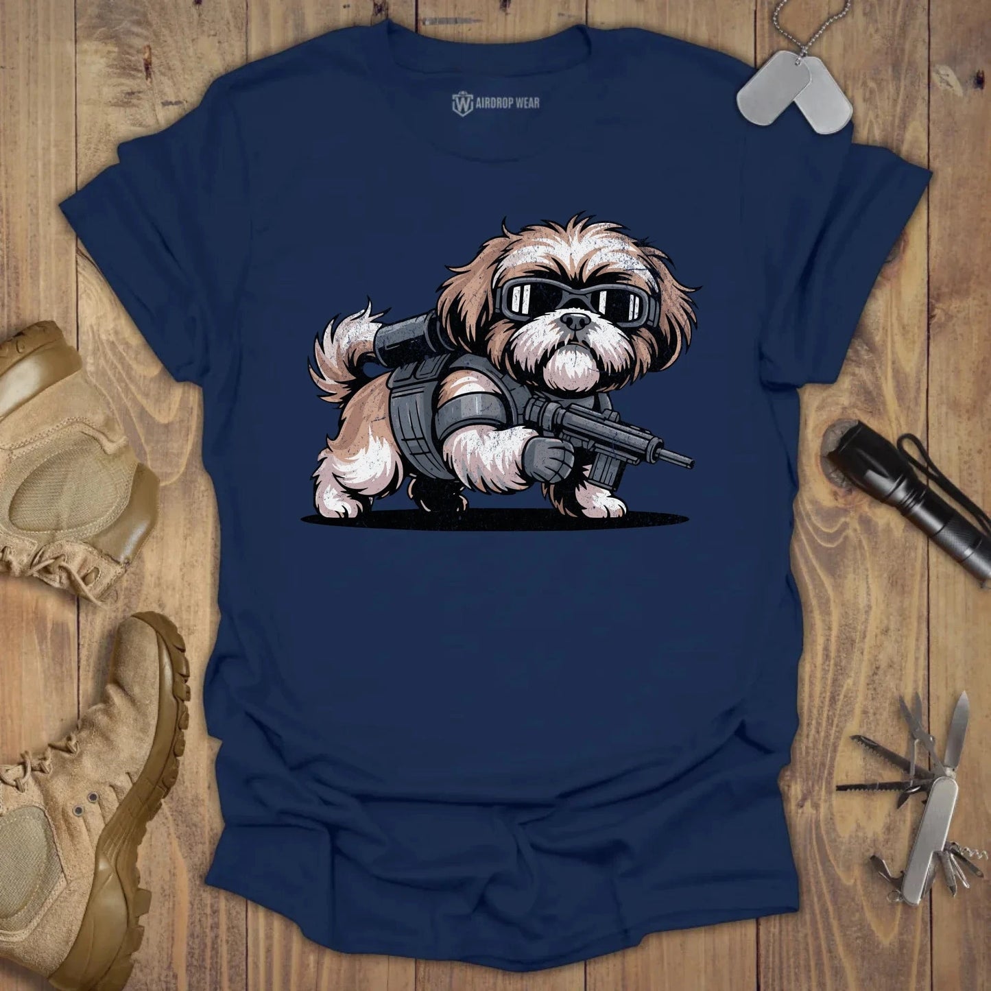 Tactical Shih Tzu T-shirt Navy