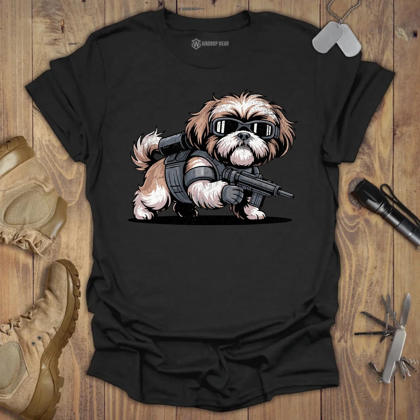 Tactical Shih Tzu T-shirt Black