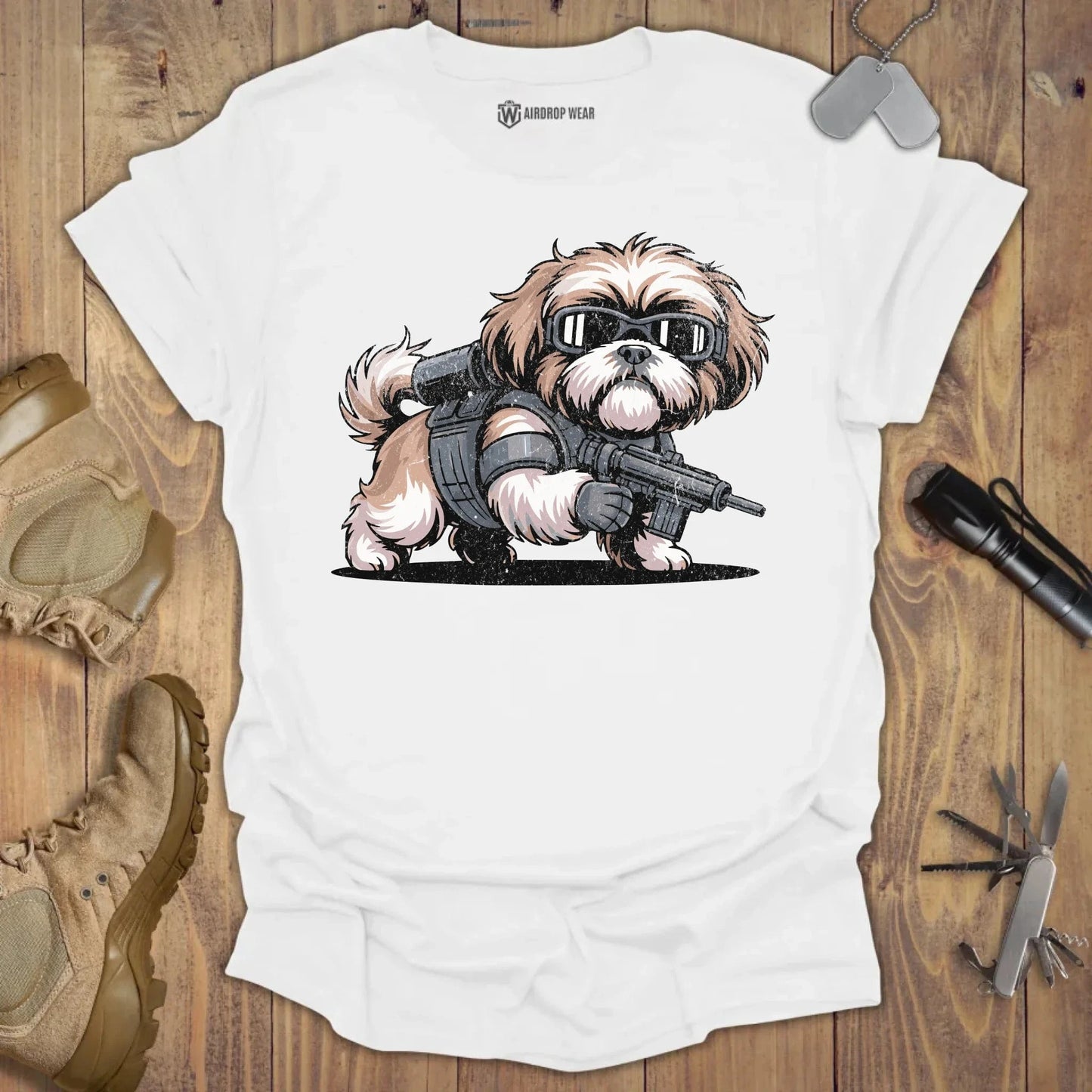 Tactical Shih Tzu T-shirt White