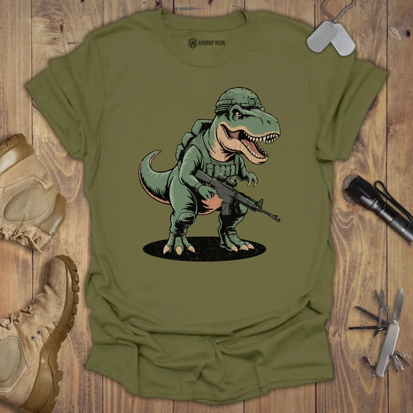 Tactical T-Rex T-shirt Military Green