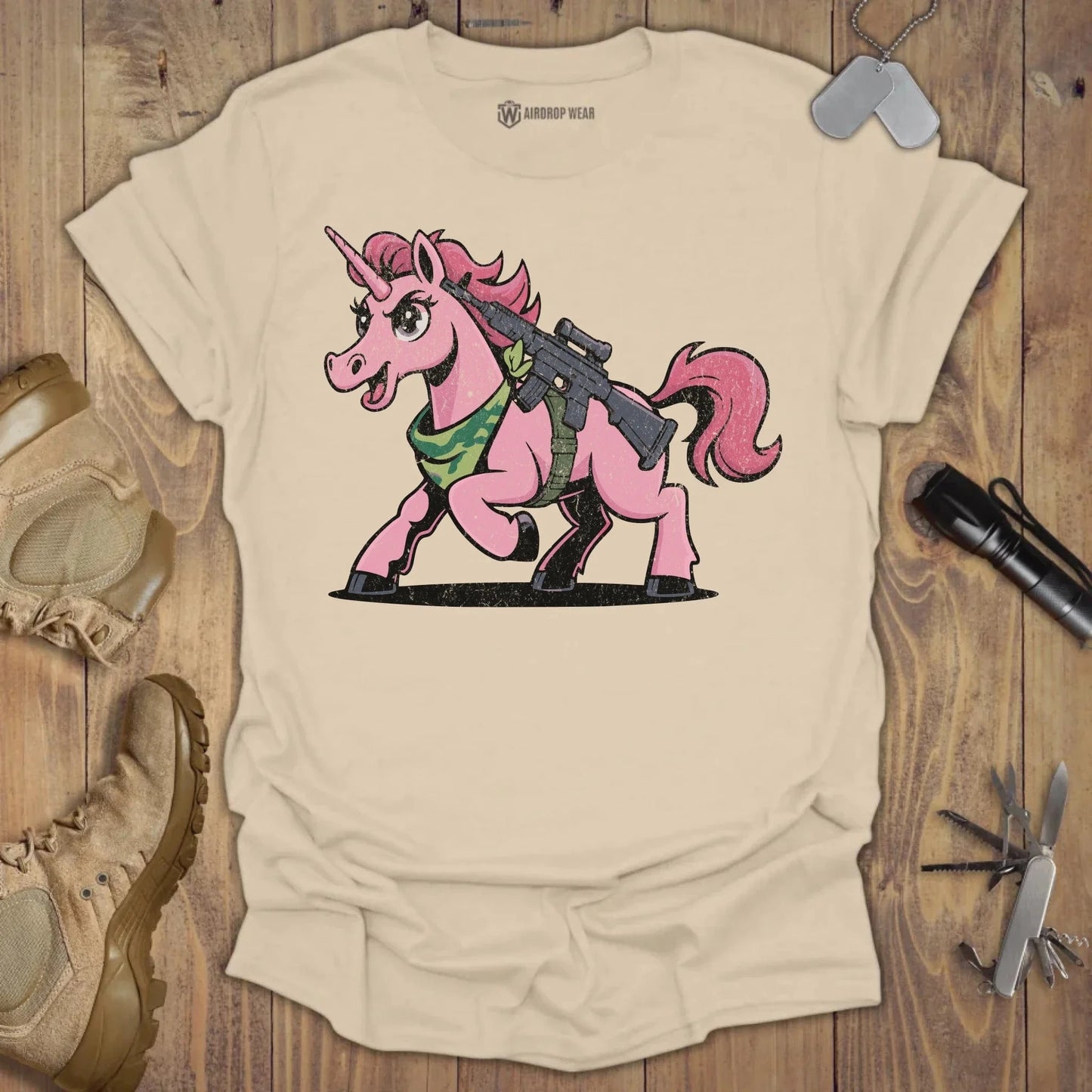 Tactical Unicorn T-shirt Sand