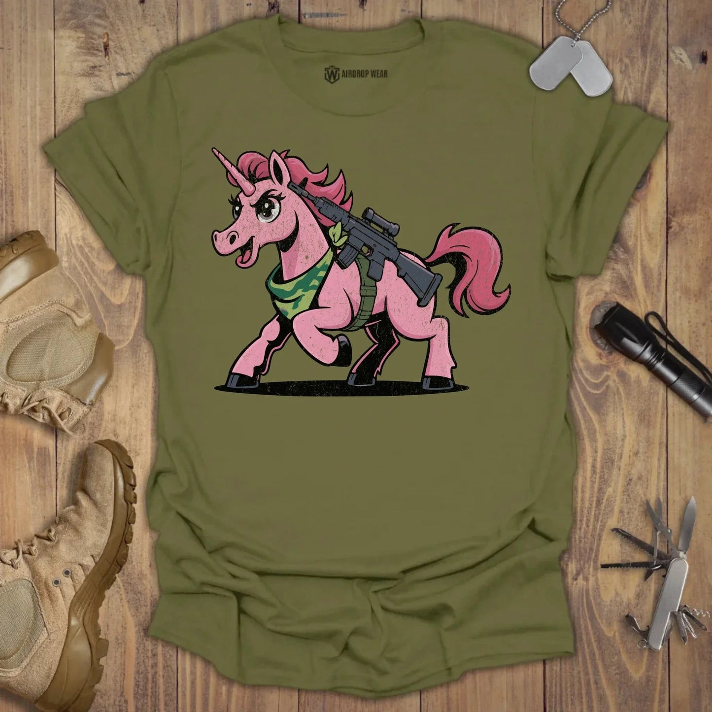 Tactical Unicorn T-shirt Military Green