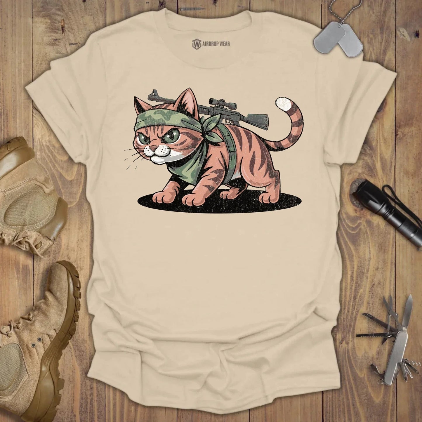 SpecOps Cat T-shirt Sand