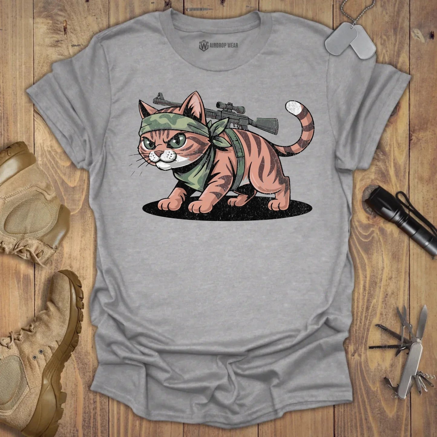 SpecOps Cat T-shirt Sport Grey