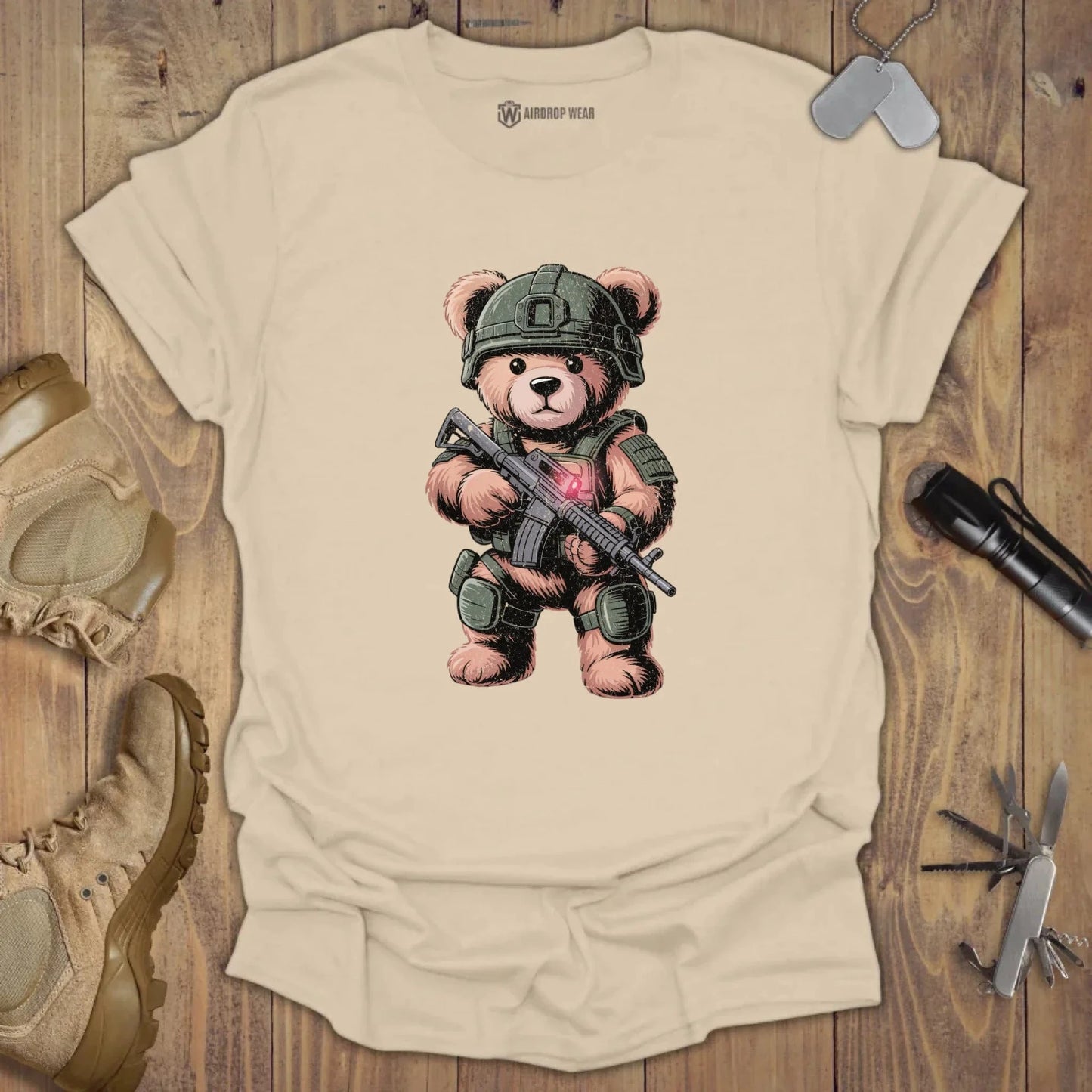 Battle Ready Teddy T-shirt Sand