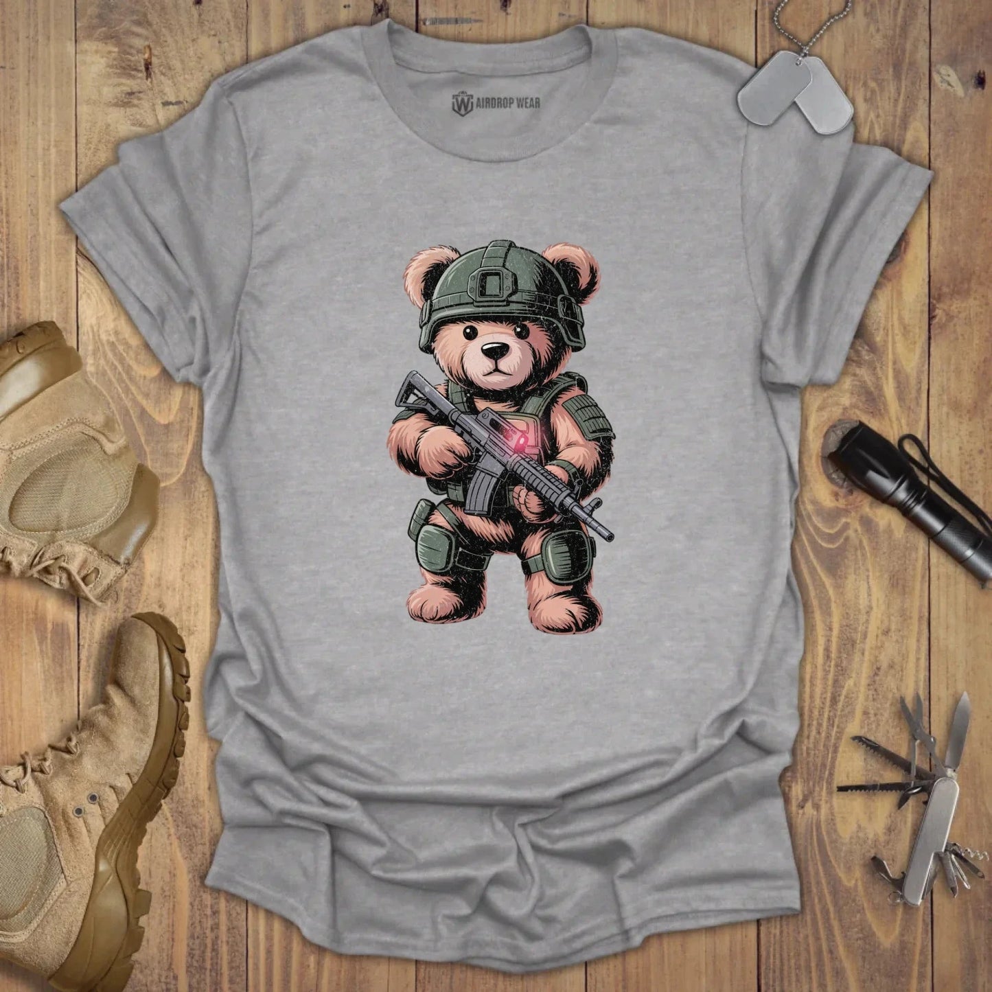 Battle Ready Teddy T-shirt Sport Grey