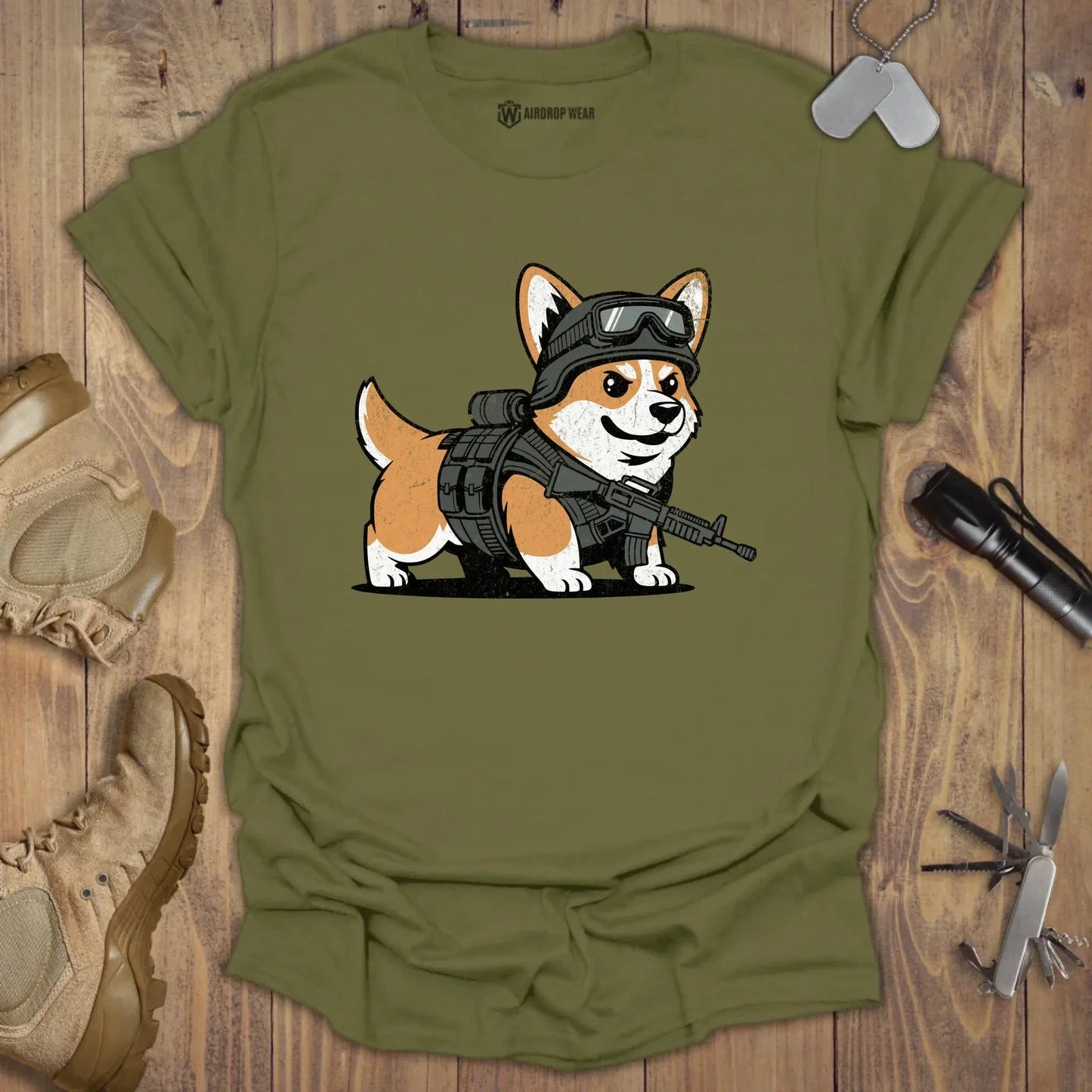 Special Ops Corgi T-shirt Military Green