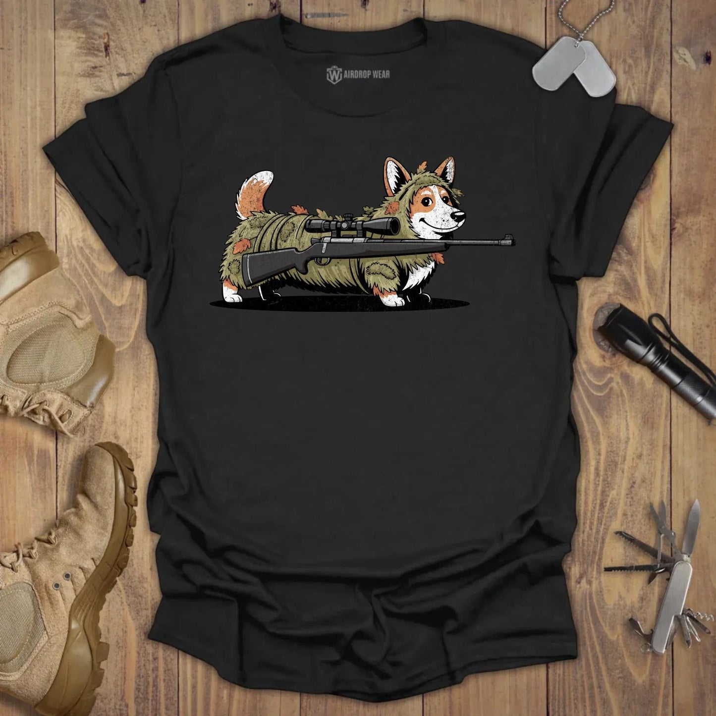 Sniper Corgi T-shirt Black