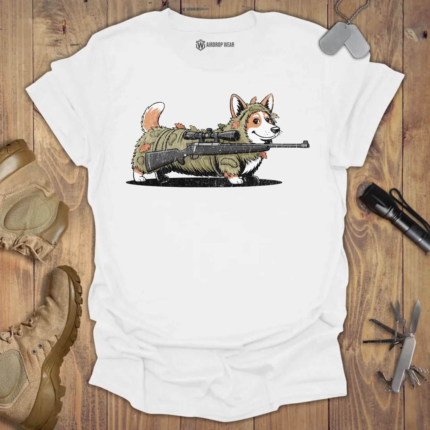 Sniper Corgi T-shirt White