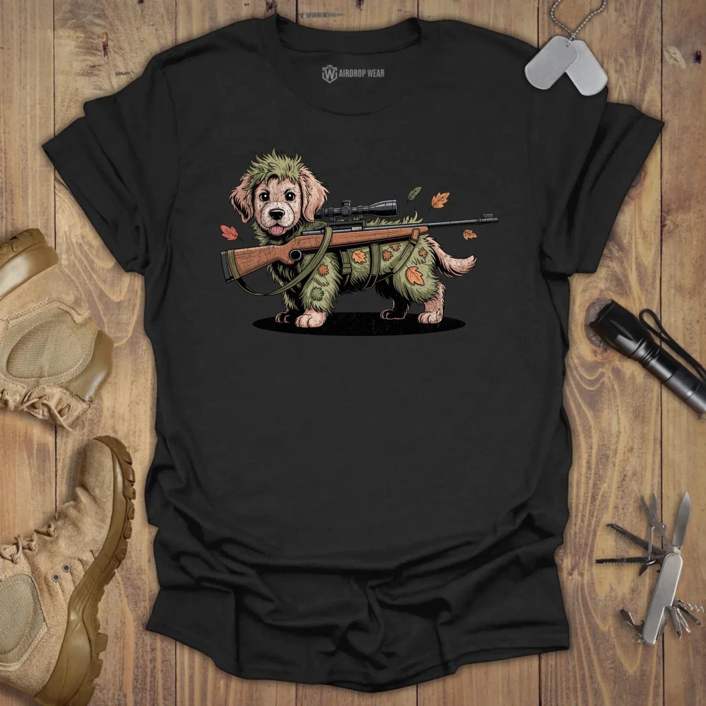 Sniper Golden Pup T-shirt Black