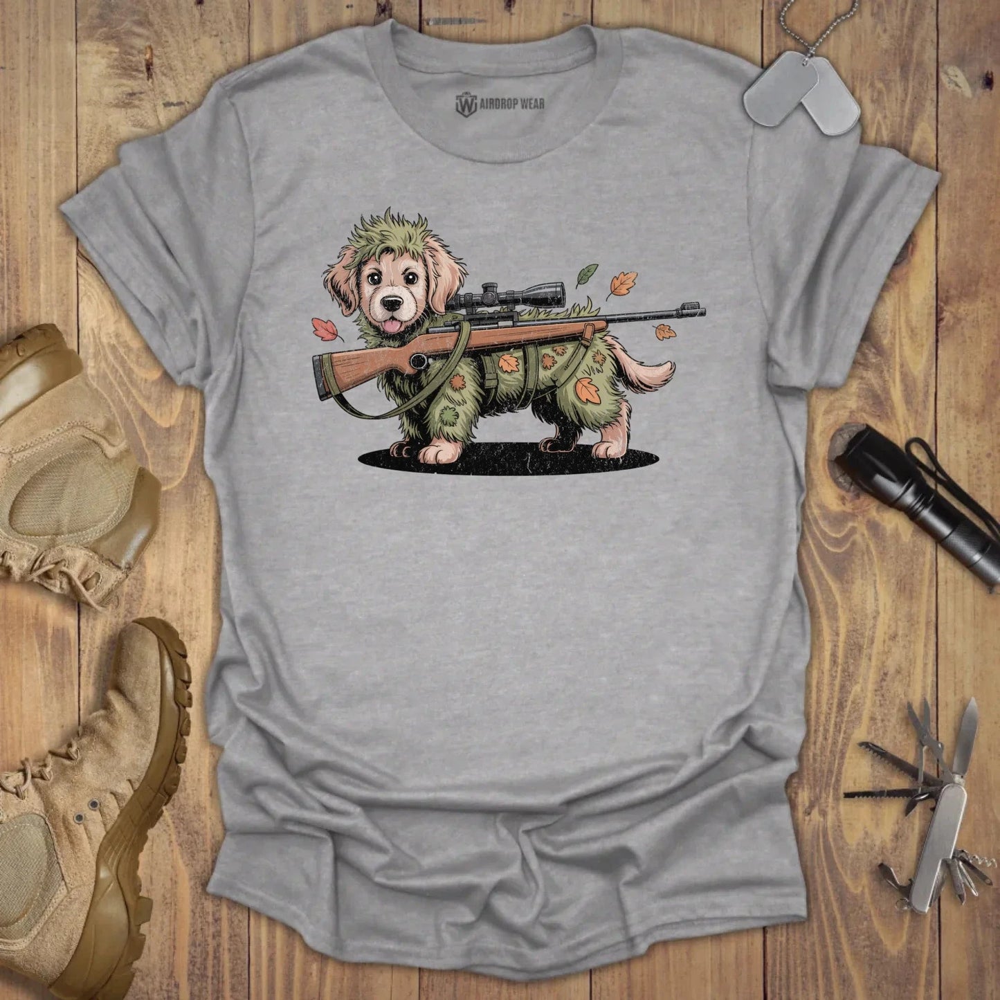 Sniper Golden Pup T-shirt Sport Grey