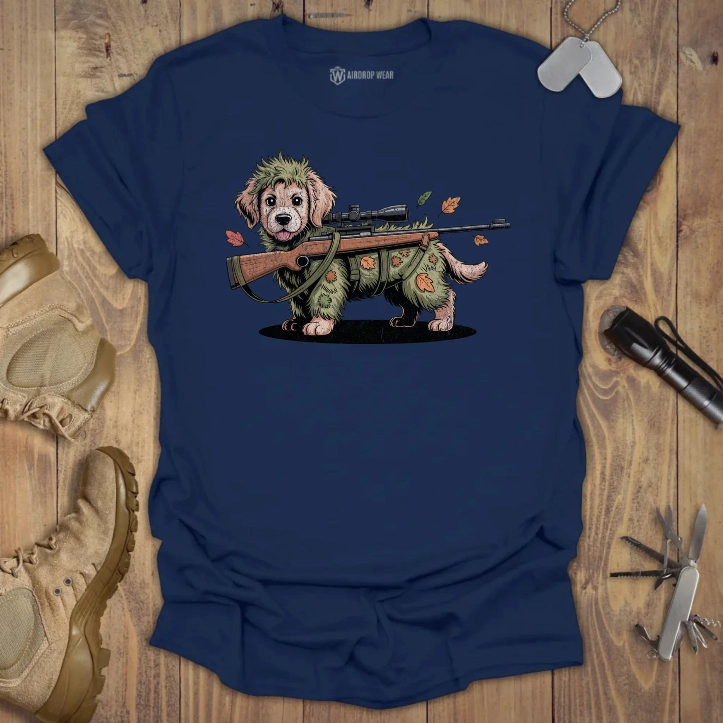Sniper Golden Pup T-shirt Navy