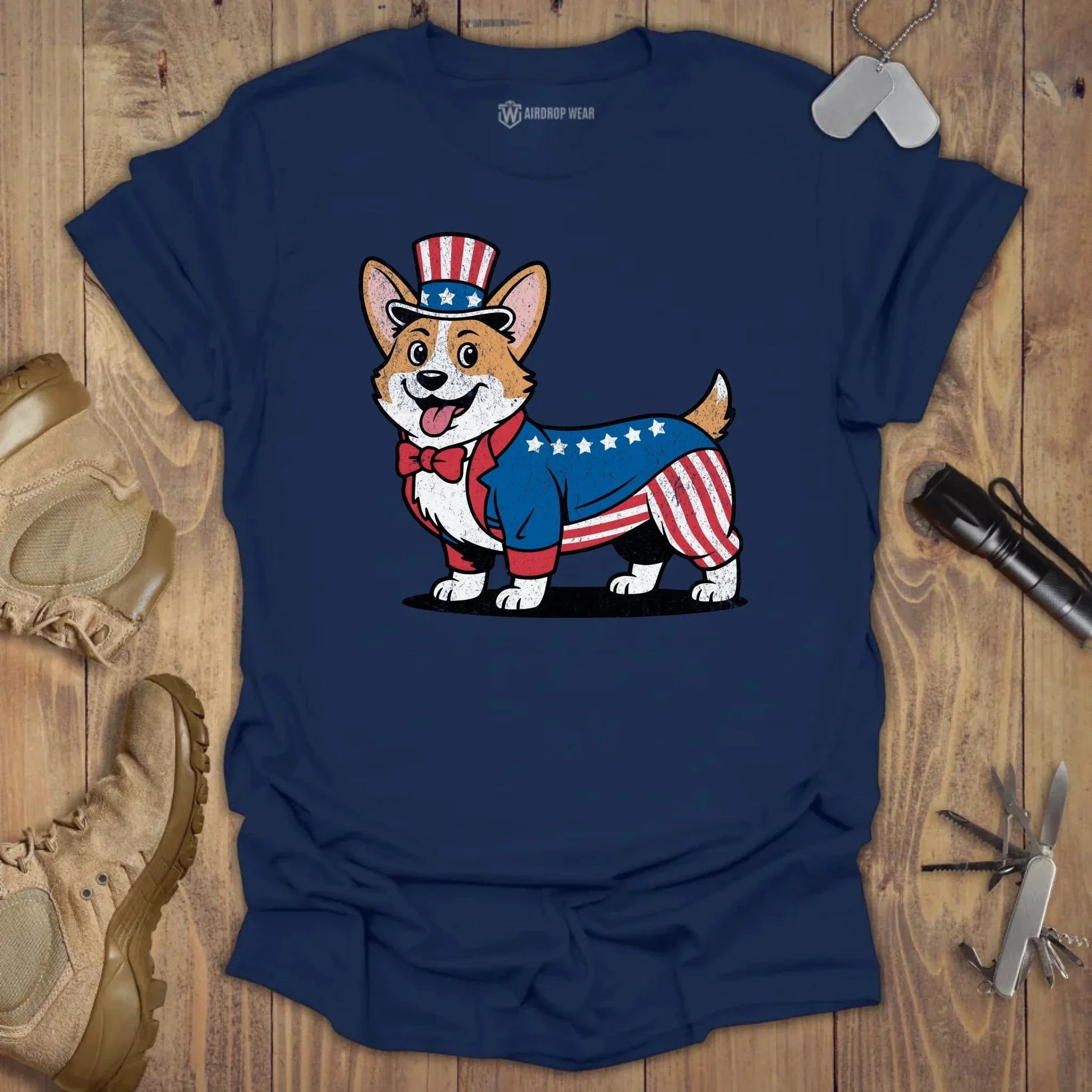 Uncle Corgi T-shirt Navy