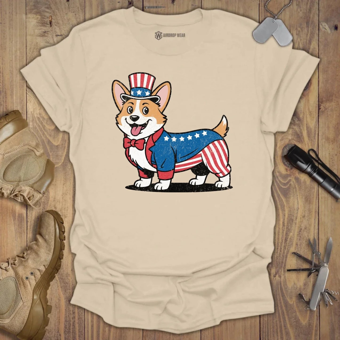 Uncle Corgi T-shirt Sand
