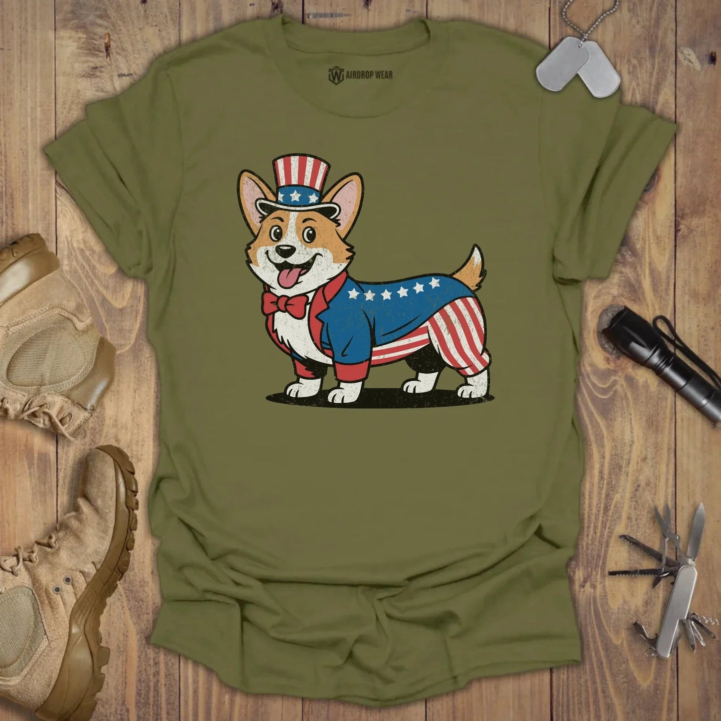 Uncle Corgi T-shirt Military Green