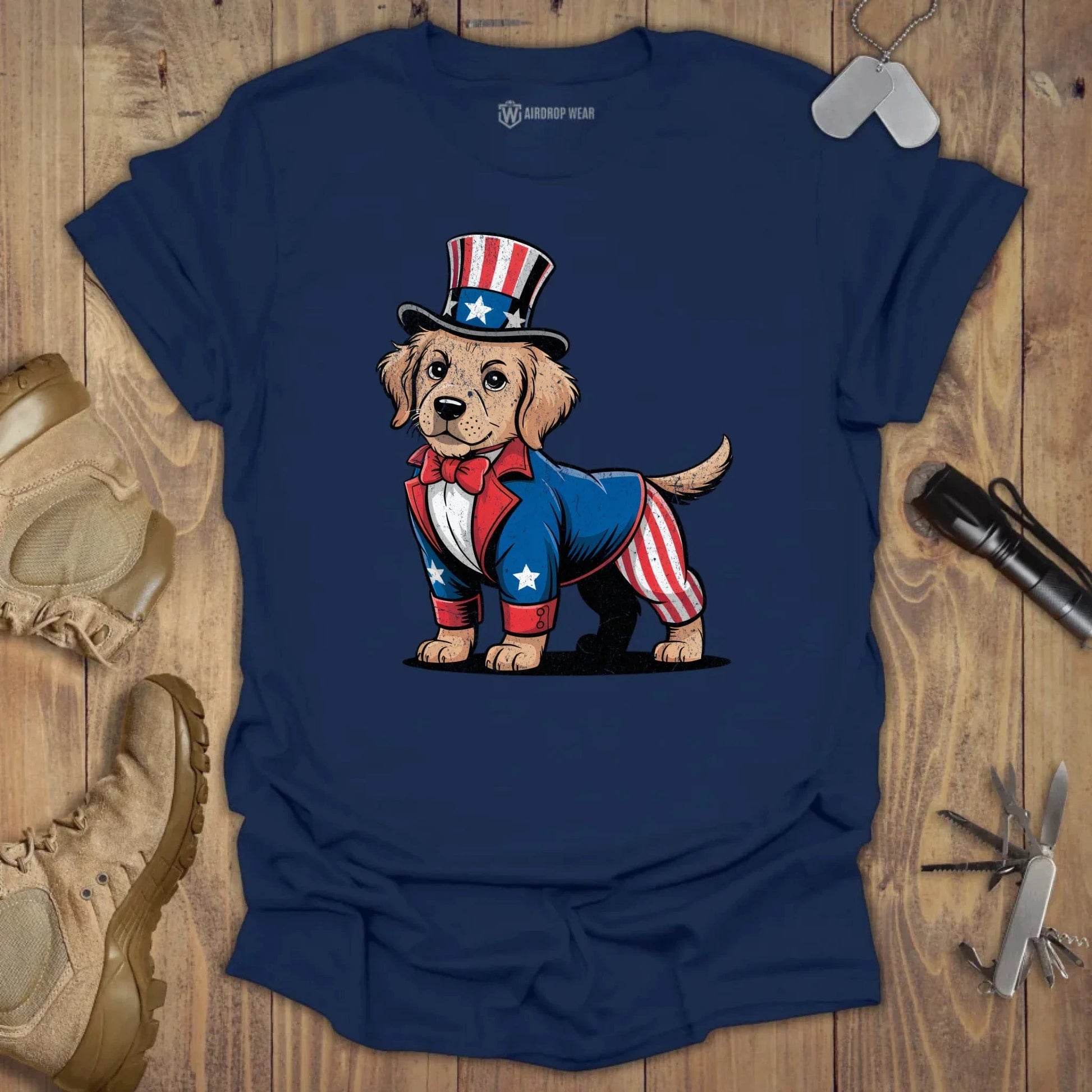 Uncle Golden Pup T-shirt Navy