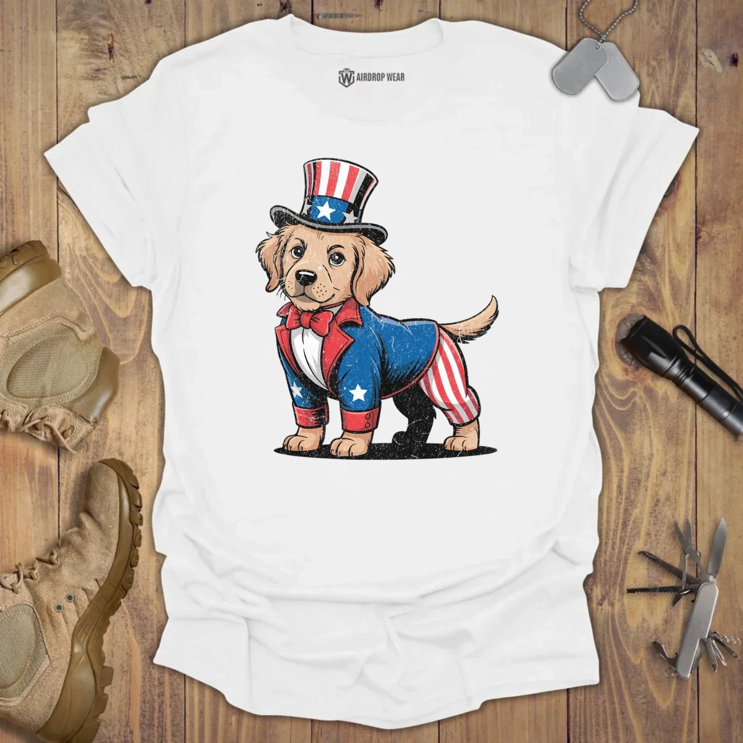 Uncle Golden Pup T-shirt White