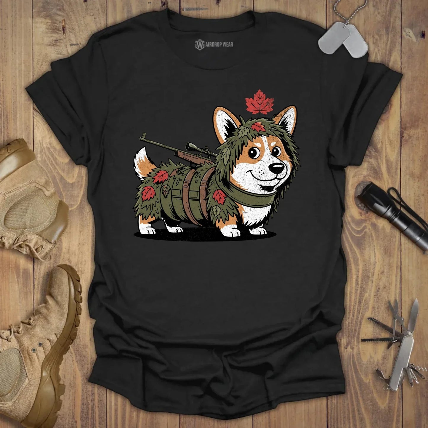 Sniper Corgi T-shirt Black