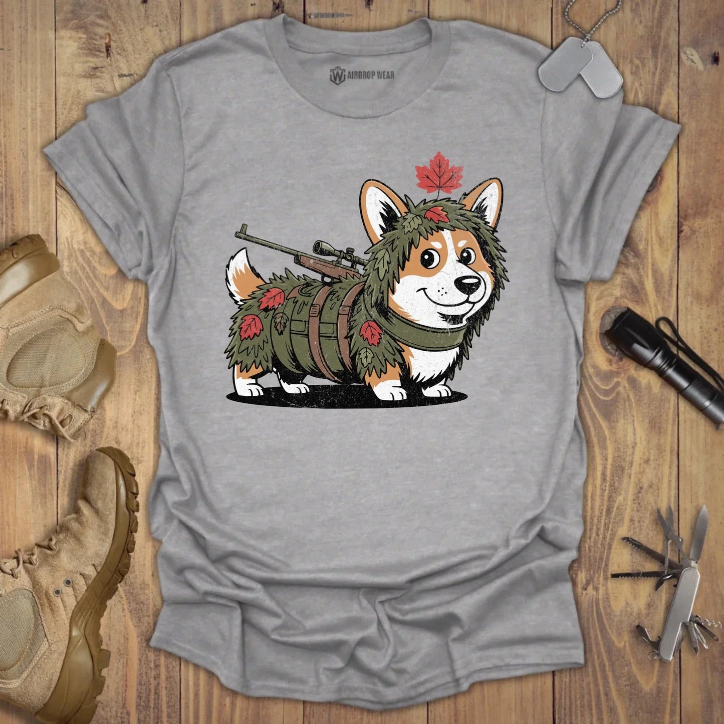 Sniper Corgi T-shirt Sport Grey