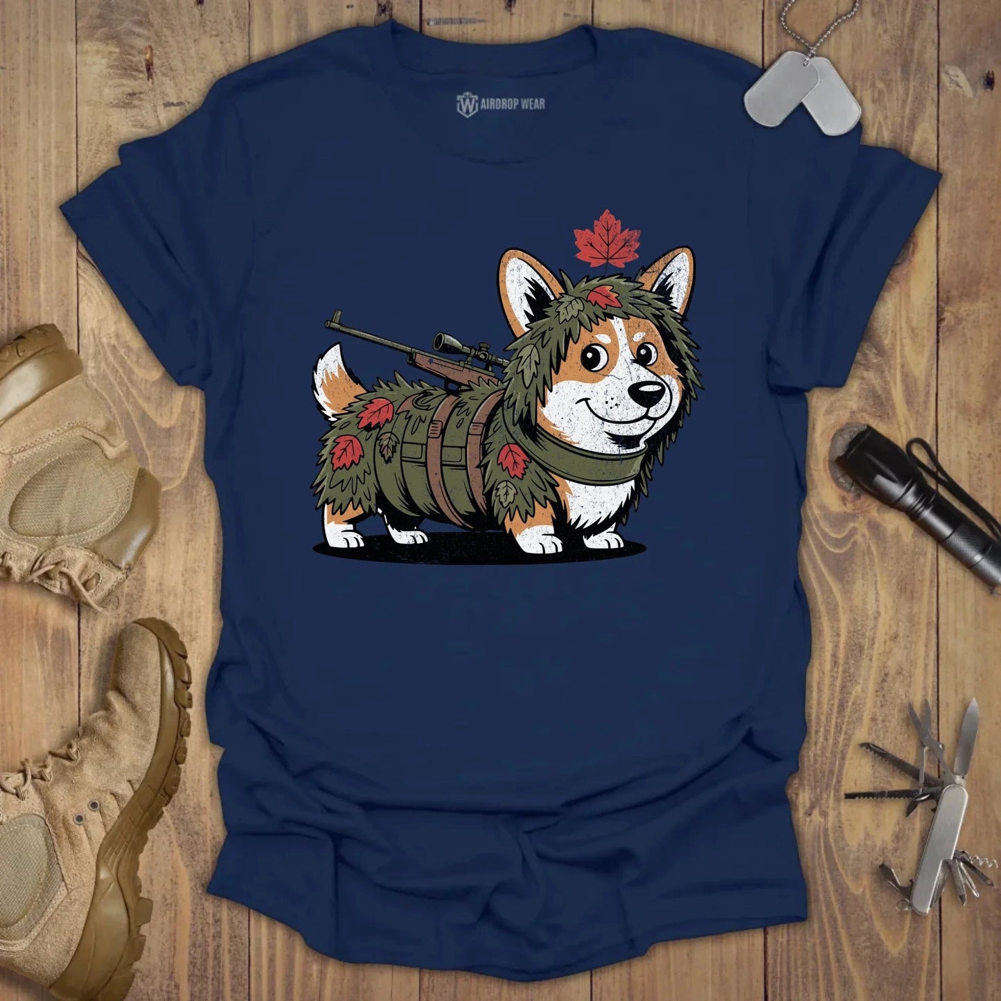 Sniper Corgi T-shirt Navy