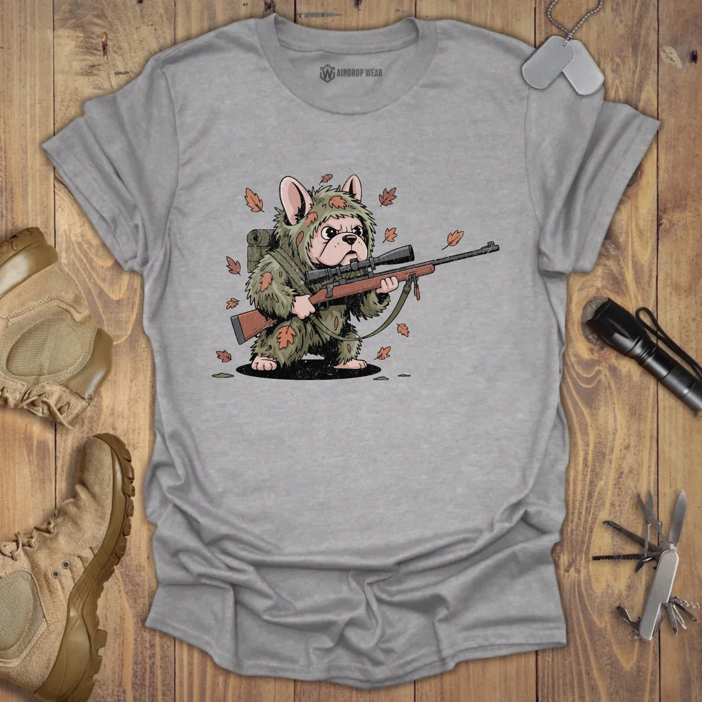 Sniper Frenchie T-shirt Sport Grey