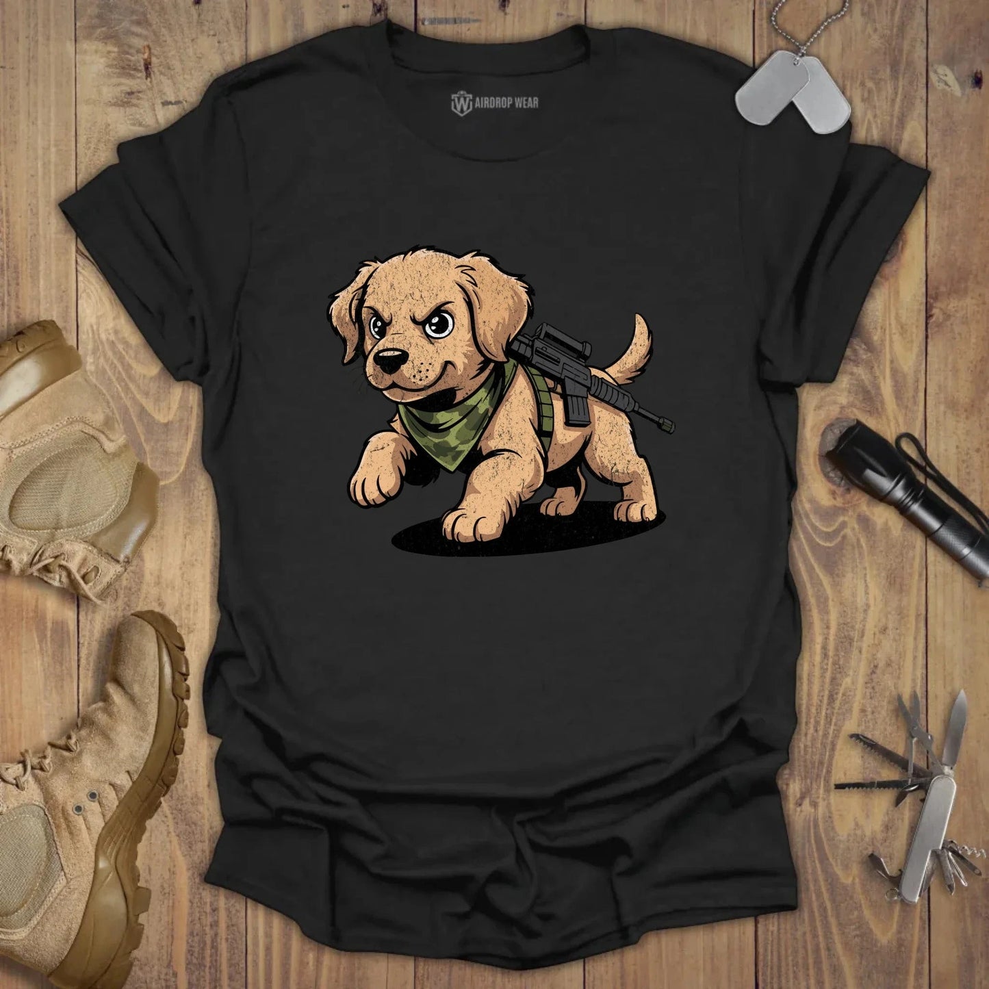 Tactical Golden Pup T-shirt Black