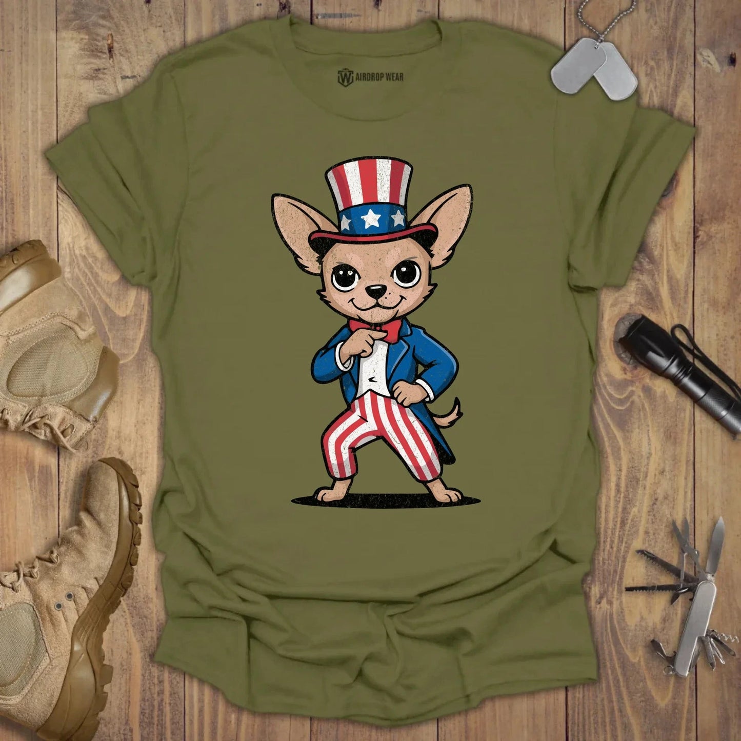 I Want You Chihuahua T-shirt Military Green