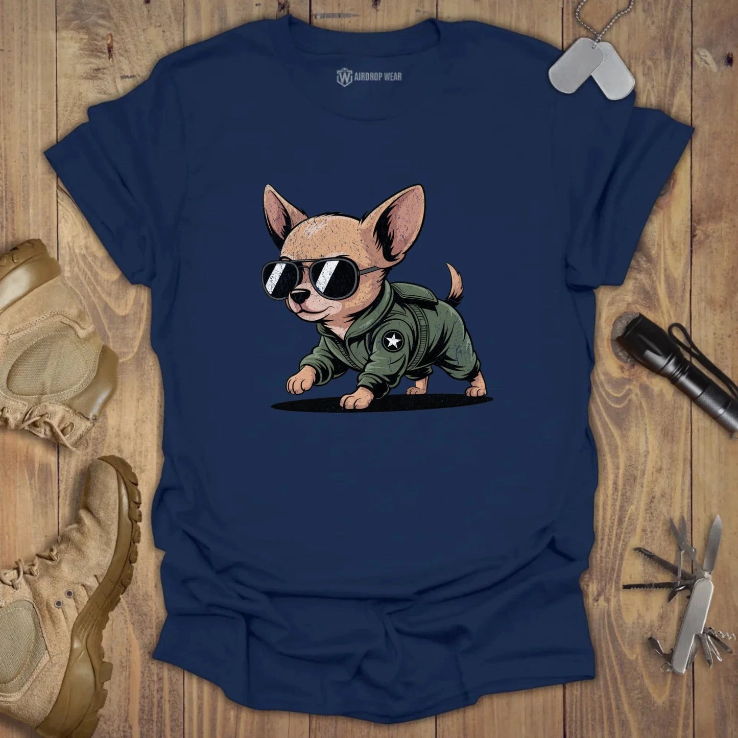 Fighter Pilot Chihuahua T-shirt Navy
