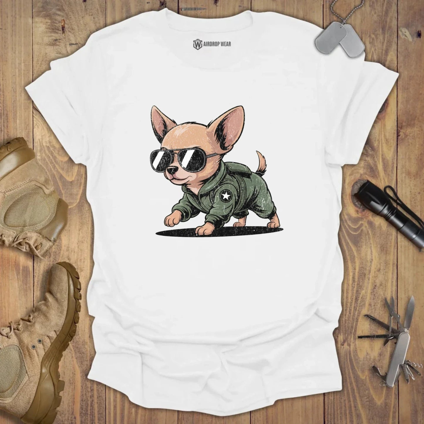 Fighter Pilot Chihuahua T-shirt White
