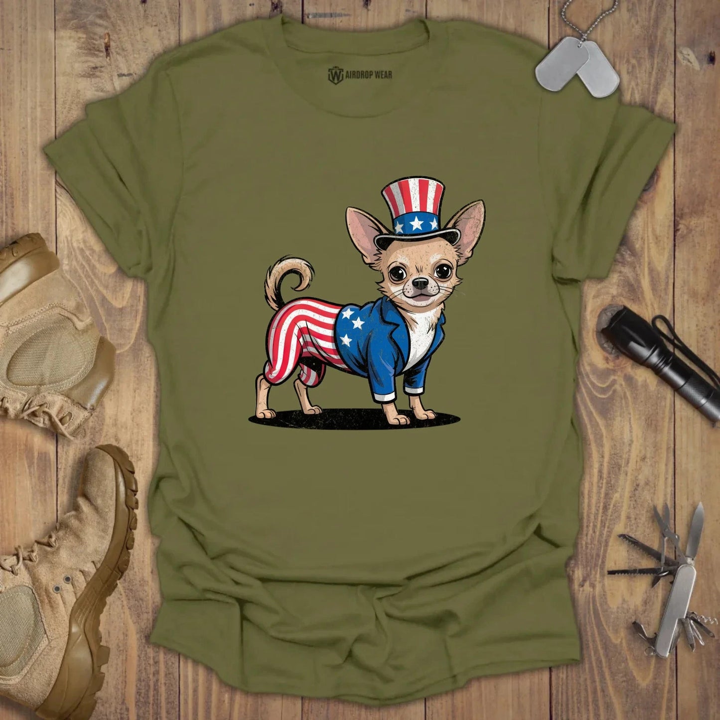 Uncle Chihuahua T-shirt Military Green