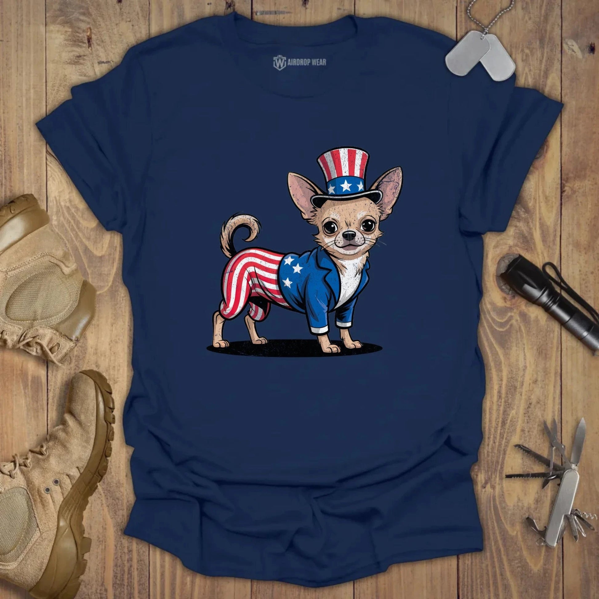 Uncle Chihuahua T-shirt Navy