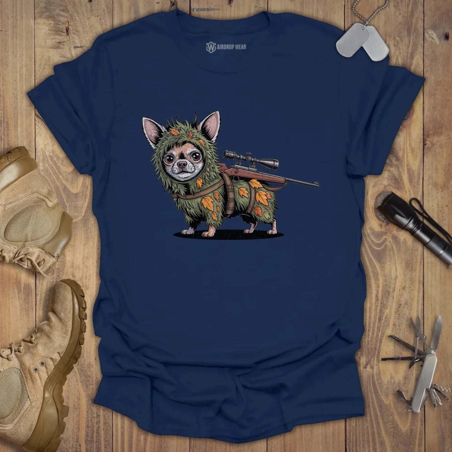 Sniper Chihuahua T-shirt Navy
